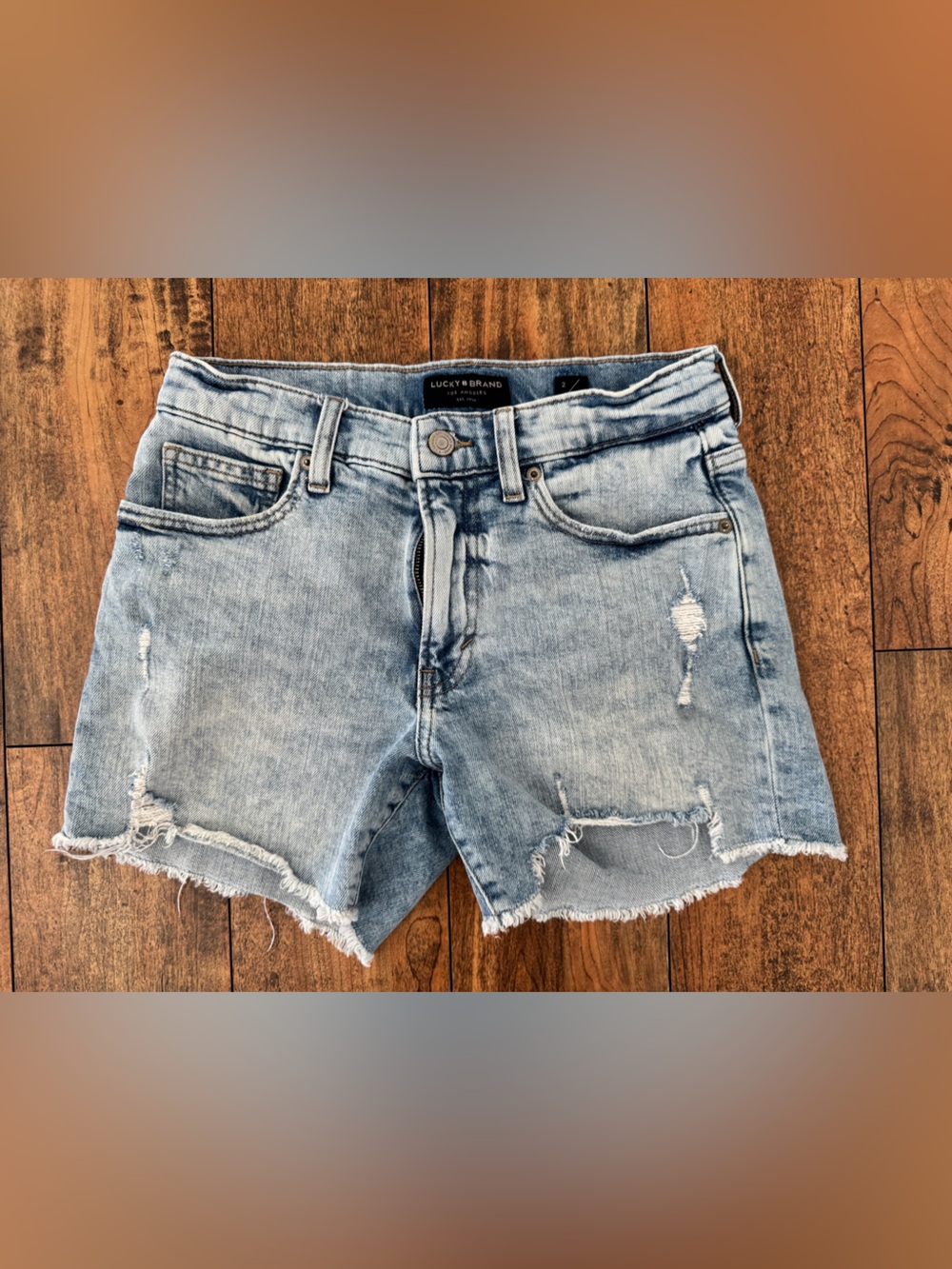 Lucky Brand Light Blue Distressed Denim Shorts